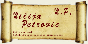 Milija Petrović vizit kartica